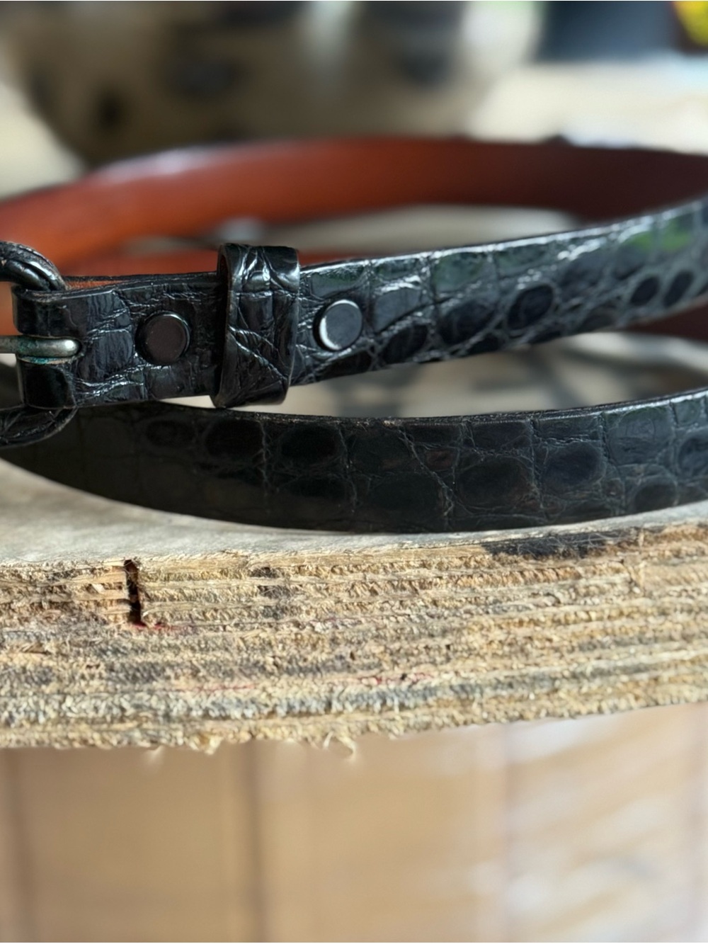 Genuine Alligator Leather Belt Black Exotic Skin Hurwitz Size 34